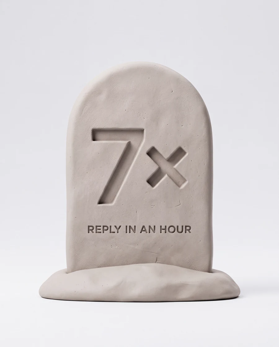 A clay tombstone engraved 7×, reply within an hour